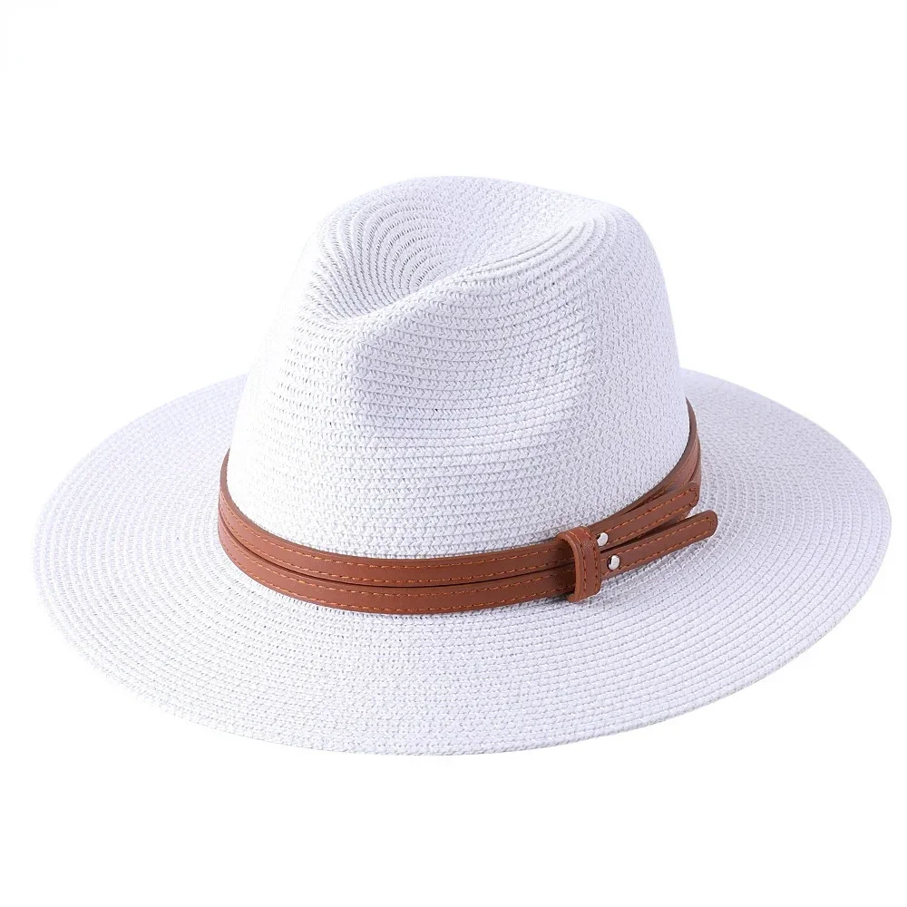 

56-58-59-60CM New Natural Panama Soft Shaped Straw Hat Summer Women/Men Wide Brim Beach Sun Cap UV Protection Fedora Hat Bonet