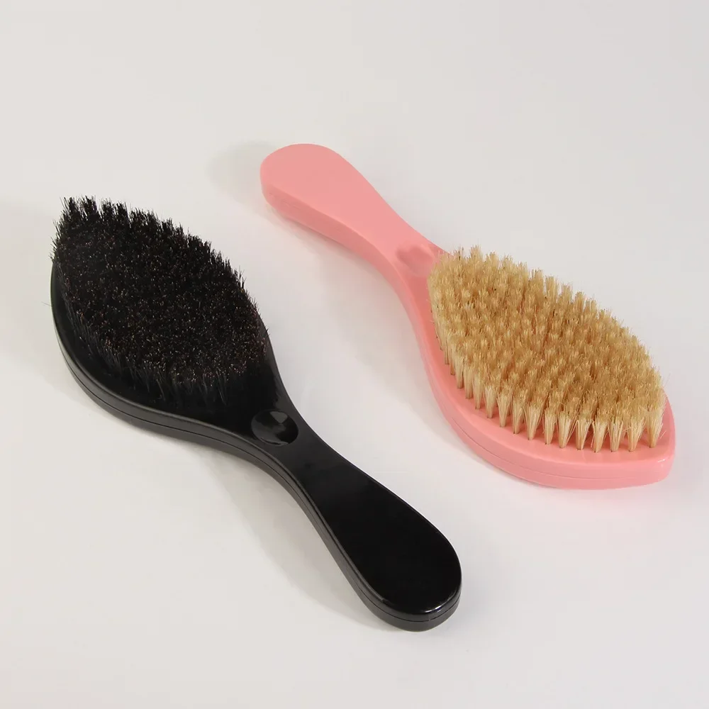 Super Free Logo Afro Pro Wave Brush Curve 360-Grad-Wellenbürste, Wildschweinborsten und Nylon-Bartbürste mit mittlerer Textur