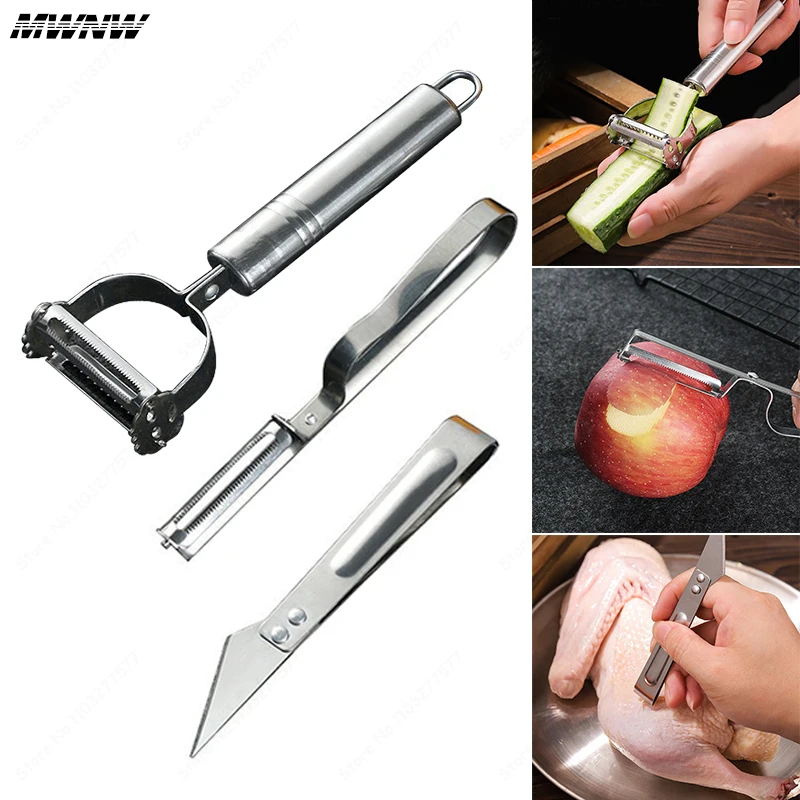 1 Set Stainless Steel Peeler For Kitchen Gadgets Multifunctional Vegetable Cutter Fruit And Vegetable Tools Potato Carrot Grater