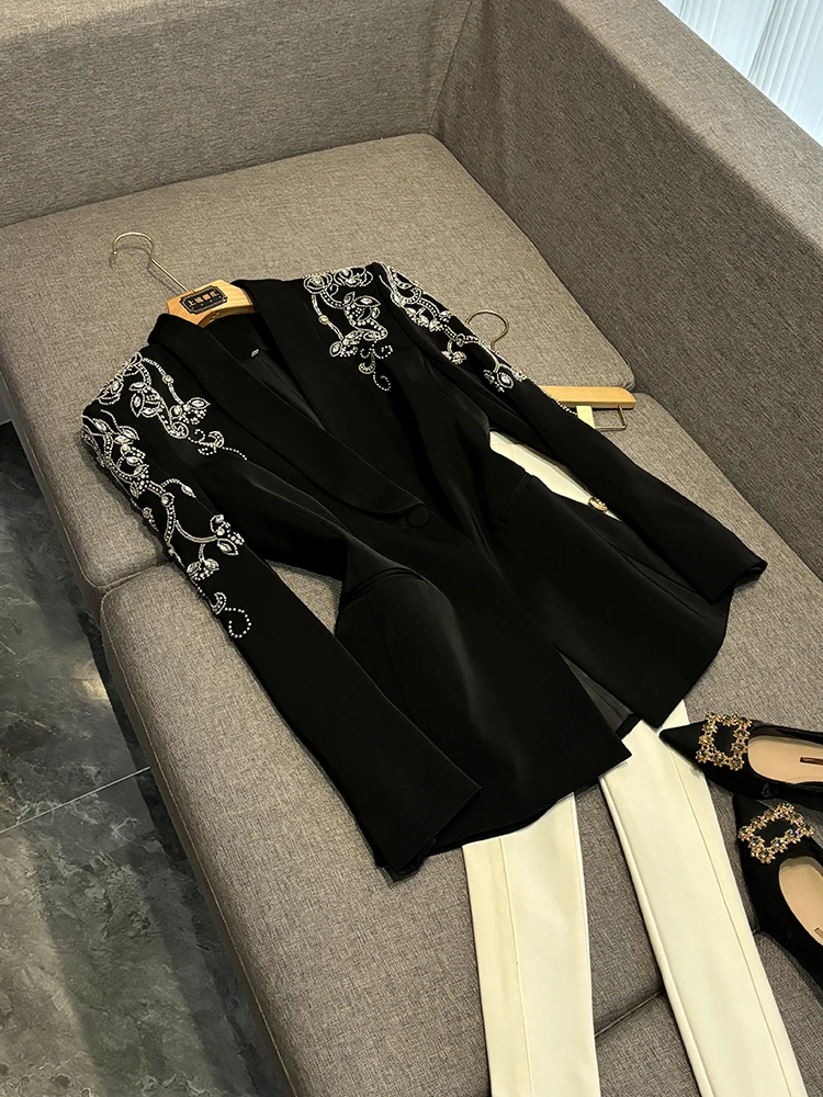 

Изысканный Embellied Jaet с тяжелой вышивкой Fi Tail, длинное платье с разрезом A05, женское модное китайское производство