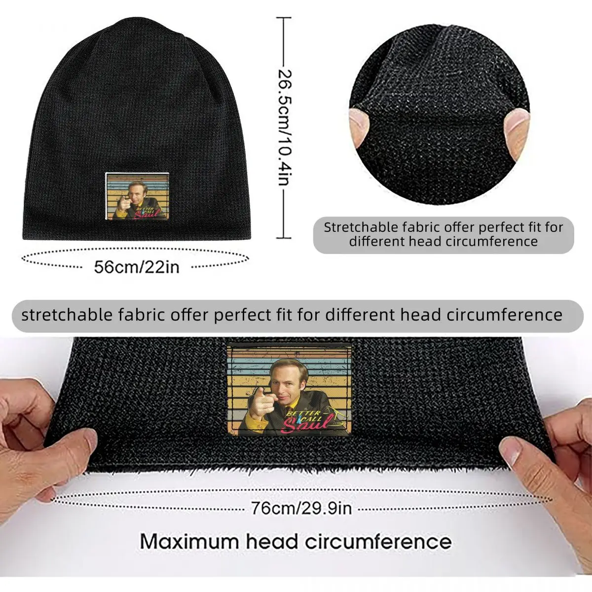 Better Call Saul Classic Waffle Knit Fleece Lined Beanie with PU Leather Patch Unisex Warm Winter Soft Cap