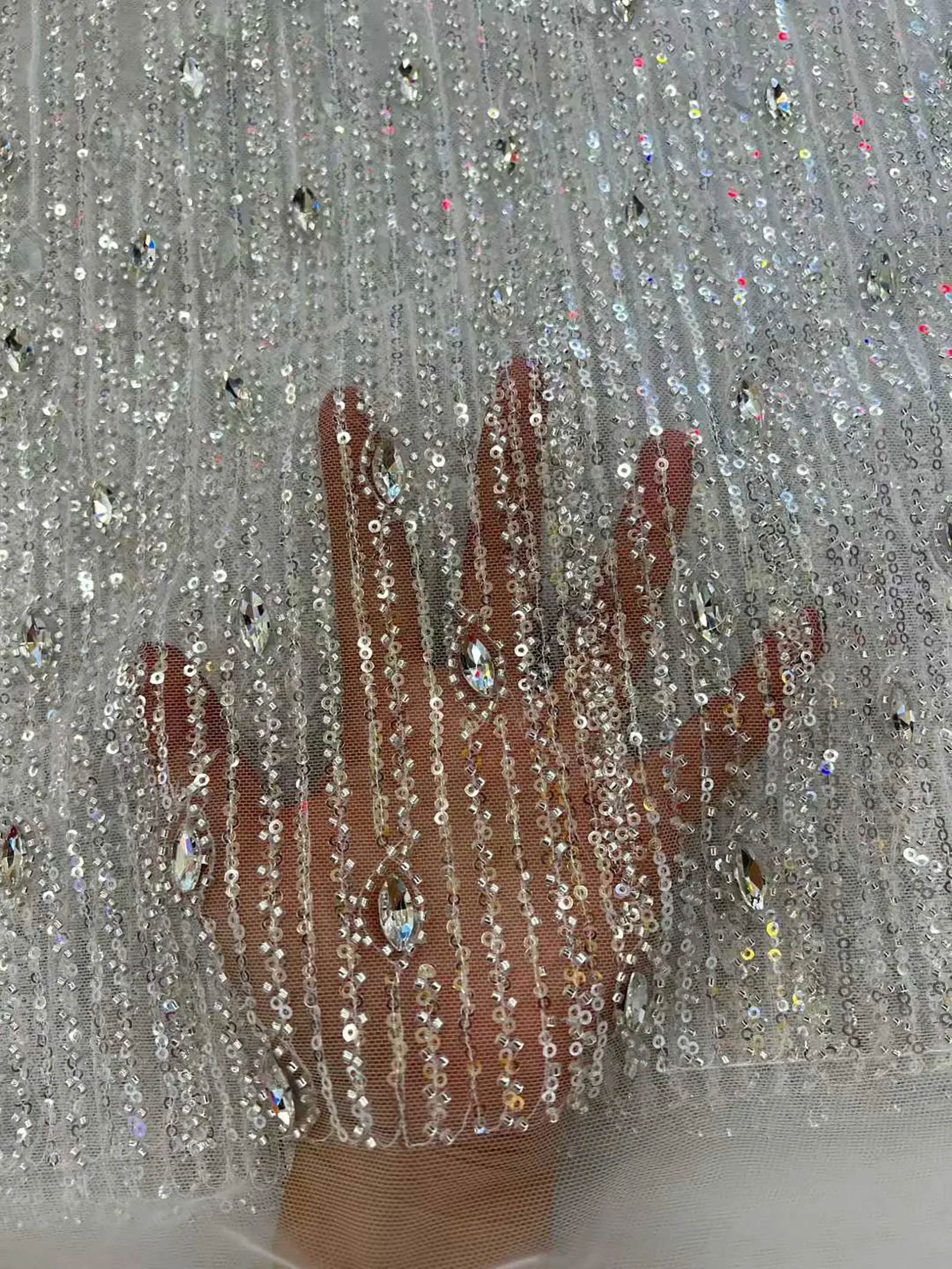 Luxuriöser Afrikanischer Stein-Spitzenstoff 2026 Königliche Hochwertige Französische Perlen-Pailletten-Spitze für Braut-Hochzeits-Abendkleider – Detail 6
