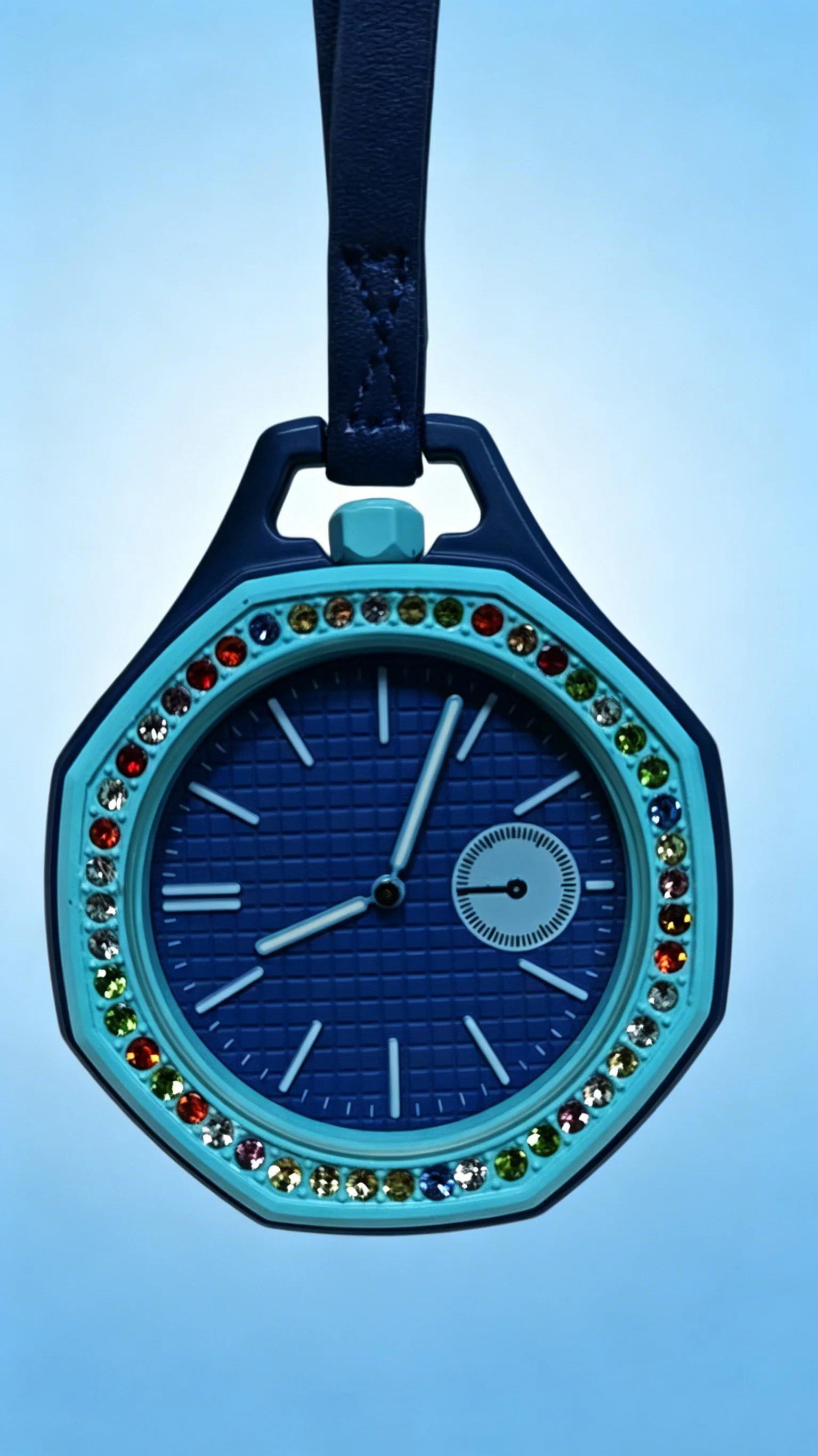 

2026 Hot New Octagonal Pocket Watch Necklace Multiple Color Options Leather Lanyard Casual Hanging Watch