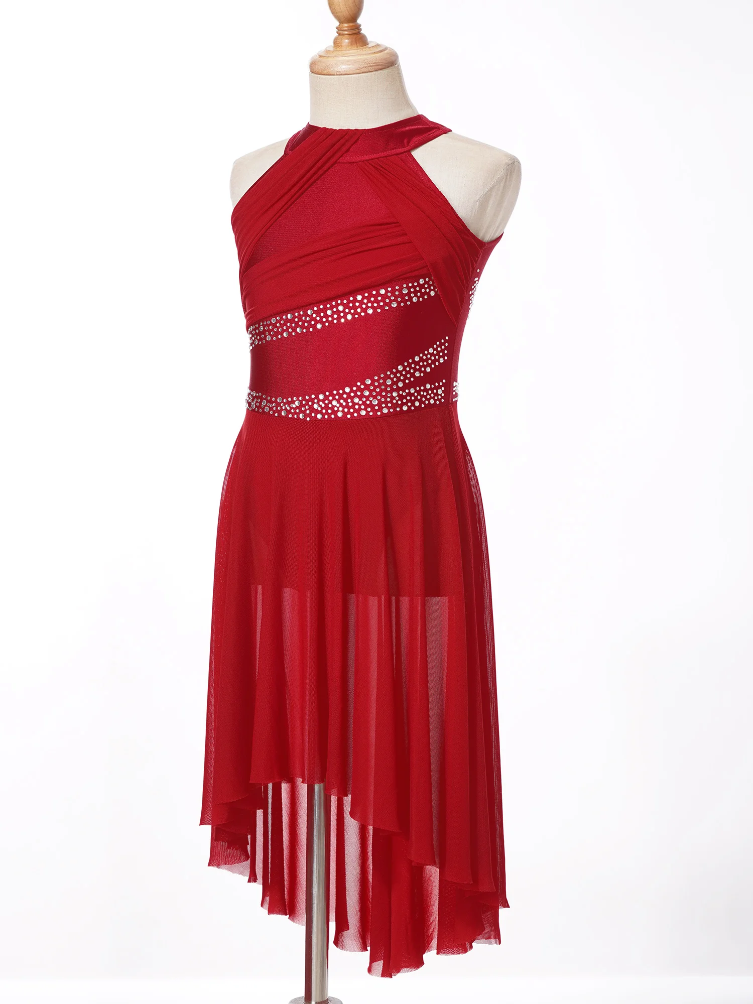 키즈 여자 발레 서정적 라틴 댄스 복장 체조 레오타드 + 스커트 라인 석 셔링 레오타드 현대 현대 무용 의상