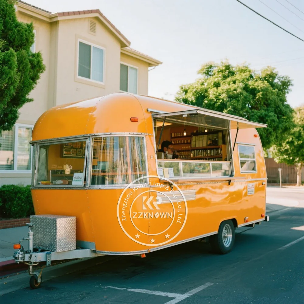 

Commercial Mobile Fast Food Trailer Coffee Restaurant Trucks Food Van Mobile Kitchen Ice Cream Cart Stainless Steel Food Trailer