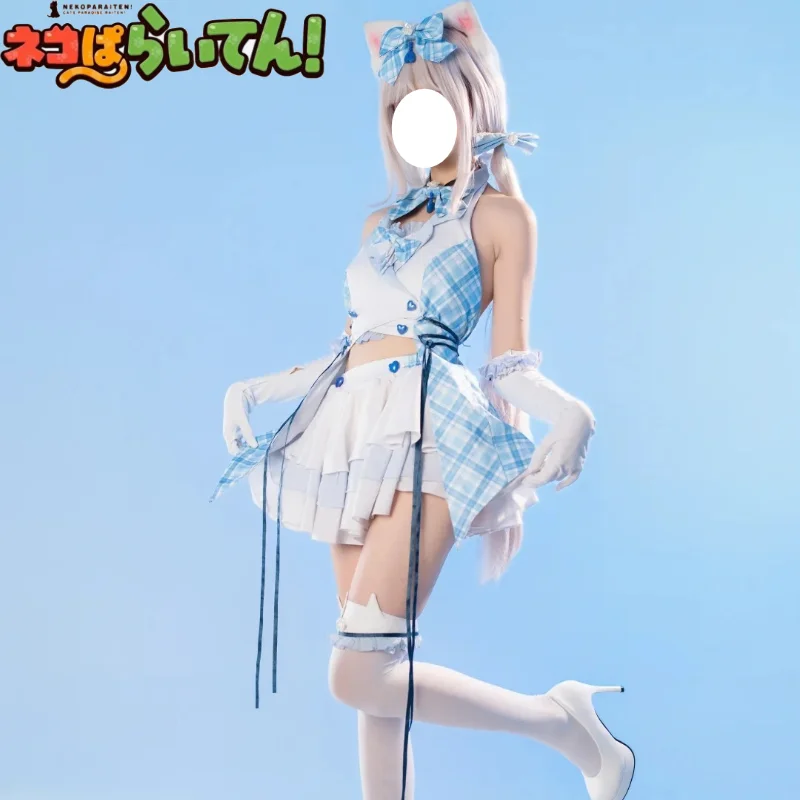 네코파라 바닐라 초콜라 코스프레 의상 가발 아이돌 귀여운 섹시 의상 고양이 꼬리 액세서리 세트 할로윈 파티 코스 고양이 소녀 드레스