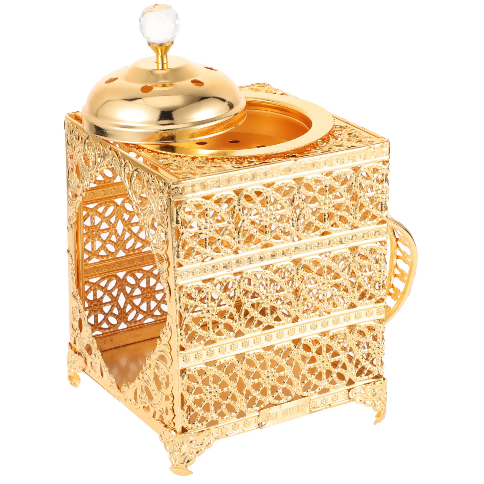 

Golden Incense Burner Retro Zinc Alloy Decor Vintage Holder for Office Aromatherapy Yoga Bedroom Sauna Teahouse Library