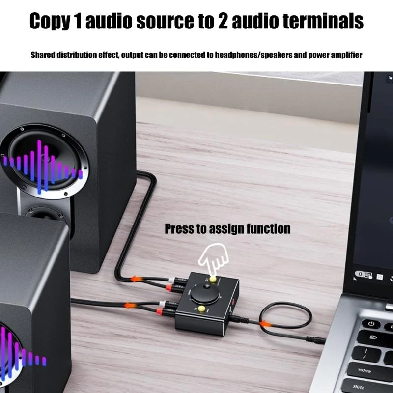 Thiết bị chuyển đổi âm thanh Q5WA 3,5mm sang 2RCA Bộ chuyển đổi chiều Không cần nguồn