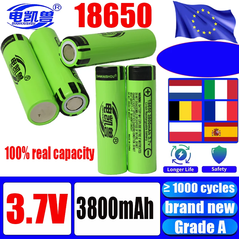 

100% оригинальный новый литий-ионный аккумулятор 3,7 В 18650 3800 мАч 12 А литиевая аккумуляторная батарея большой емкости