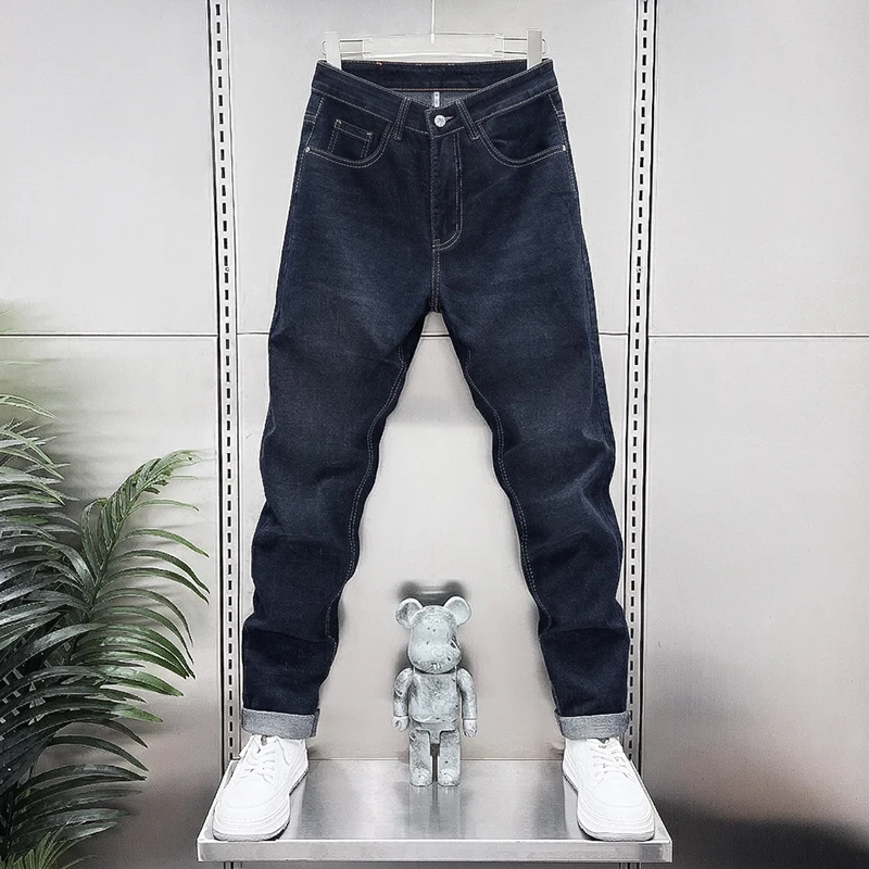Men Summer Thin Stretch Jeans Business Versatile Straight Leg Casual Denim Long Pants For Male Daily Office Street Wear