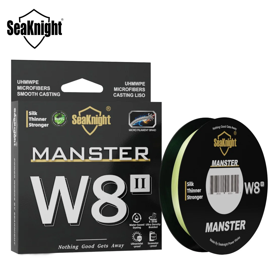 SeaKnight Brand W8II 150m 164yds Fishing Line, 8 Strands Updated Silicon Resin Coating Braided PE Lines W8 for Saltwater Fishing