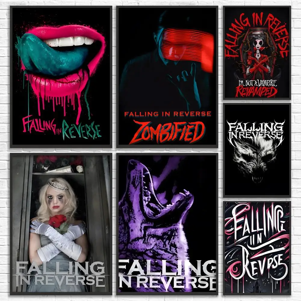 Rock Band F-Falling In Reverse Poster Canvas Mural For Interior Walls Crease-Free Beautiful For Living Room Bedroom