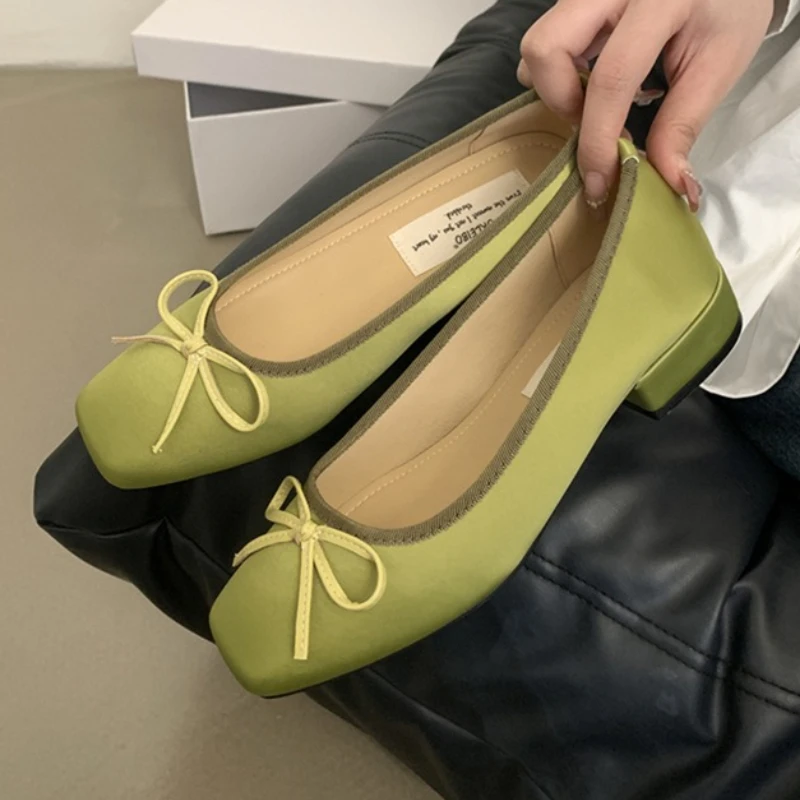 

Атласные элегантные туфли Мэри Джейн, женские неглубокие офисные туфли с узлом-бабочкой, женская удобная модная летне-весенняя обувь, женская обувь