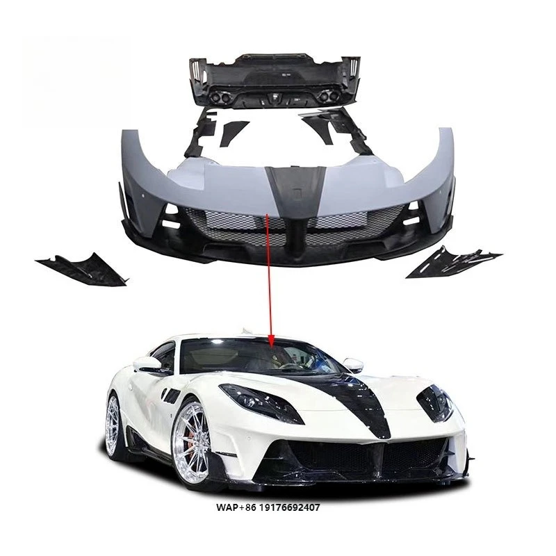 MSY Style Half Carbon Fiber Front Rear Bumper Fender Vents Side Skirts Body Kits for 812 Cars Wide Bodykit