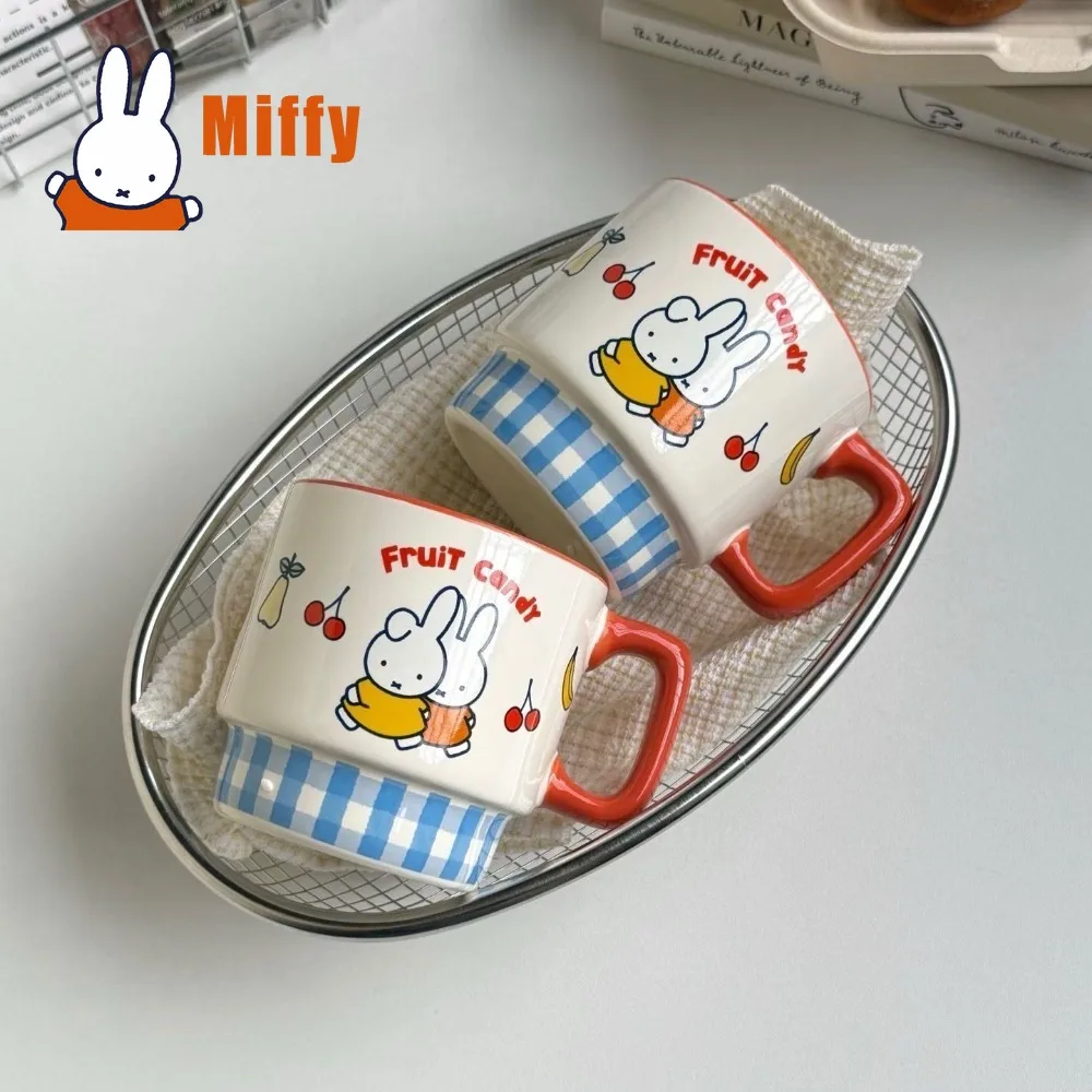 Kawaii Miffy Ceramic Mug Cute Rabbit Coffee Cup Stackable Milk Water Tumbler Breakfast Juice Porcelain Oatmeal Tableware Gift