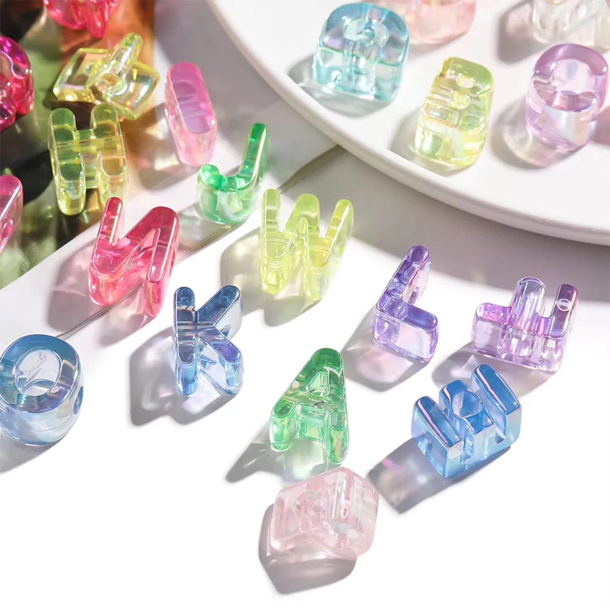 5pcs Transparent Acrylic Letter Beads Random Colors A-Z Alphabet Spacer Beads for DIY Bracelet Necklace Jewelry Making Findings