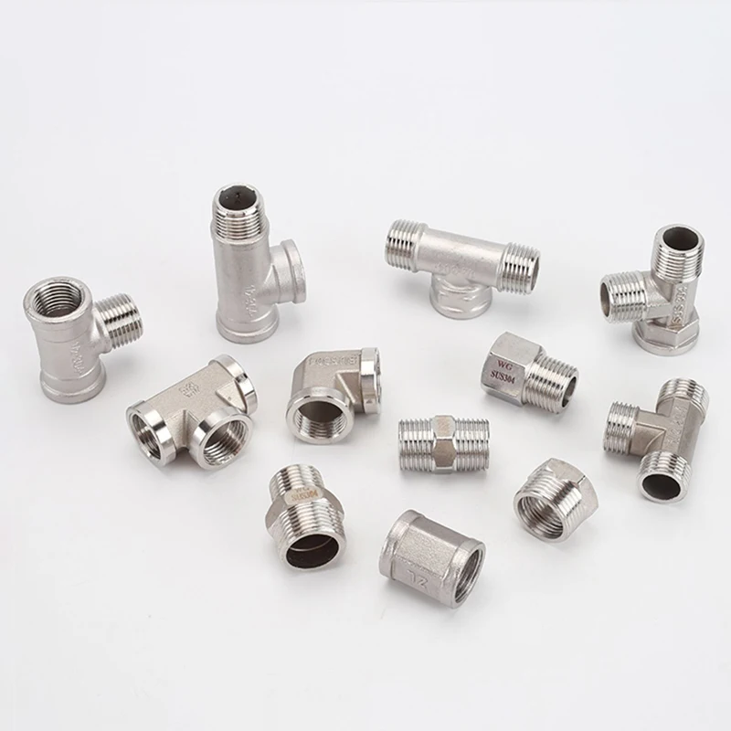 10 peças 1/2 "rosca 304 junta móvel de aço inoxidável fêmea macho rosca reta t cotovelo adaptador de junta de extremidade acoplador