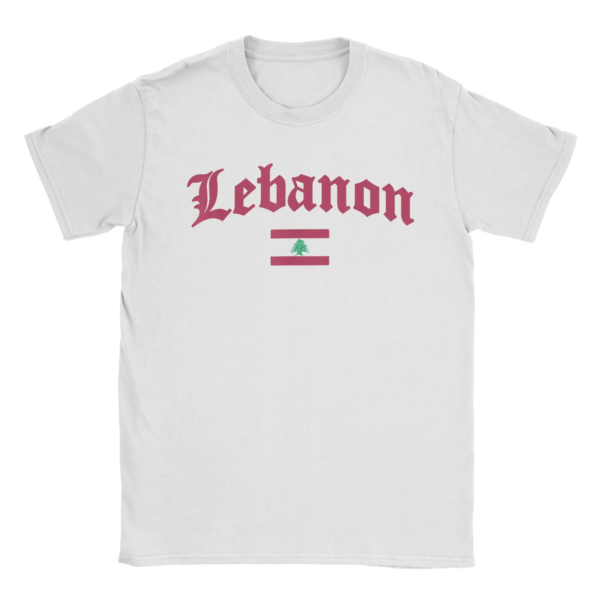 Men Lebanese Flag of Lebanon T Shirts  Pure Cotton Tops Funny Short Sleeve Round Collar Tees Plus Size T-Shirts