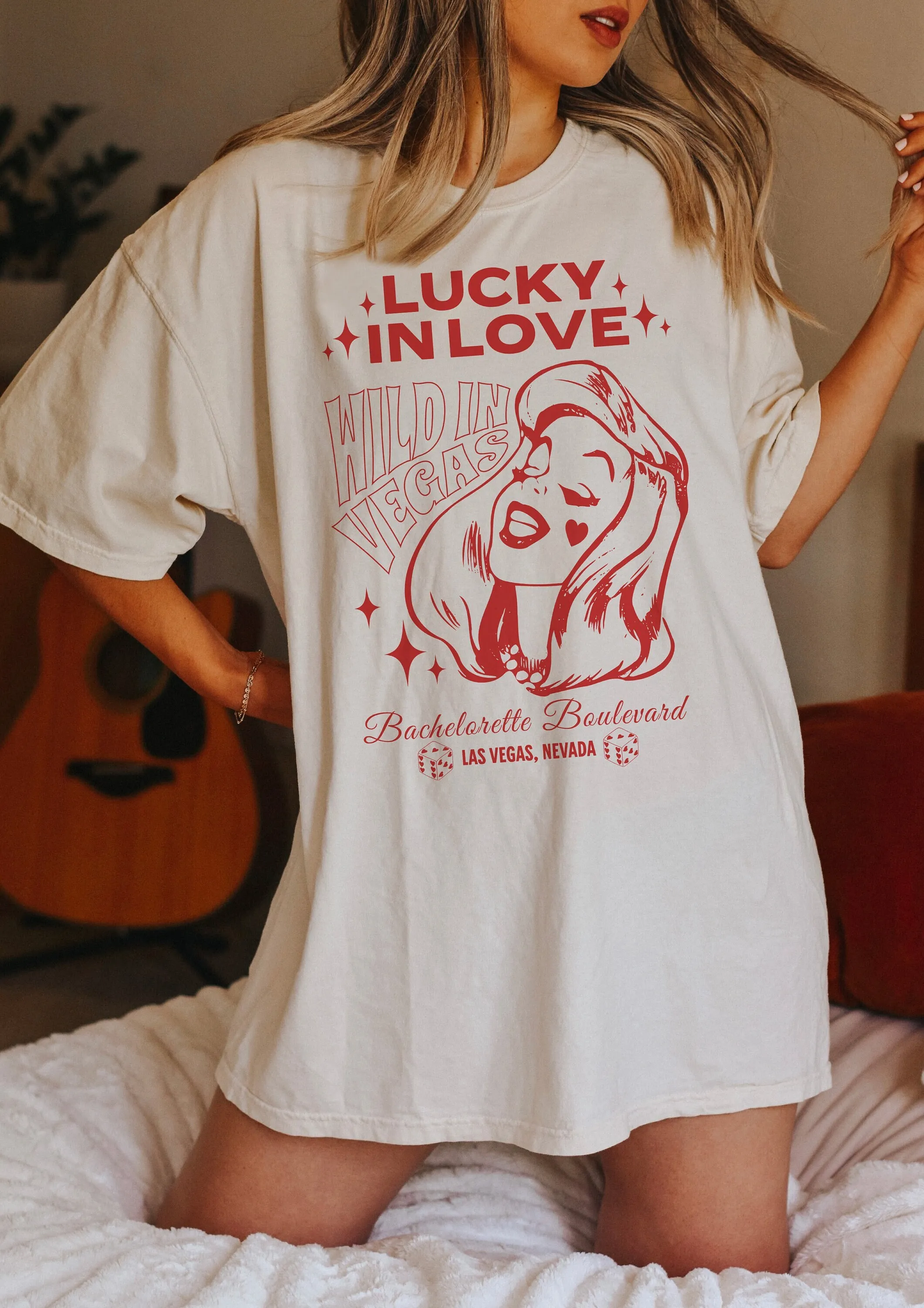 

Футболка Lucky in Love для девичника в Лас-Вегасе, сувениры для групповой поездки Баха