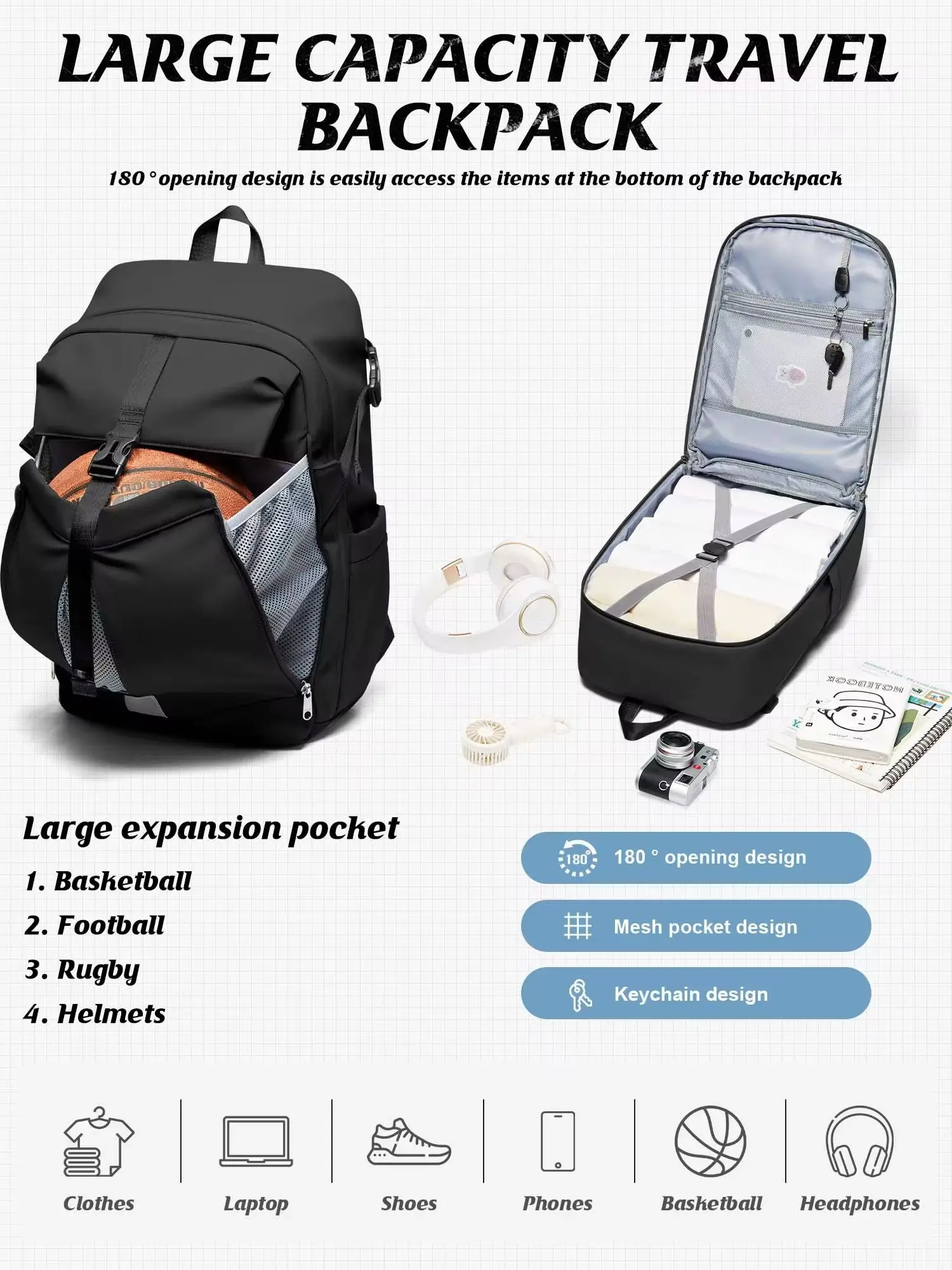 Motorcycle Backpack for Men Women Outdoor Sports Riding Helmet Locomotive Backpack Expandable Business Travel Laptop Backpacks