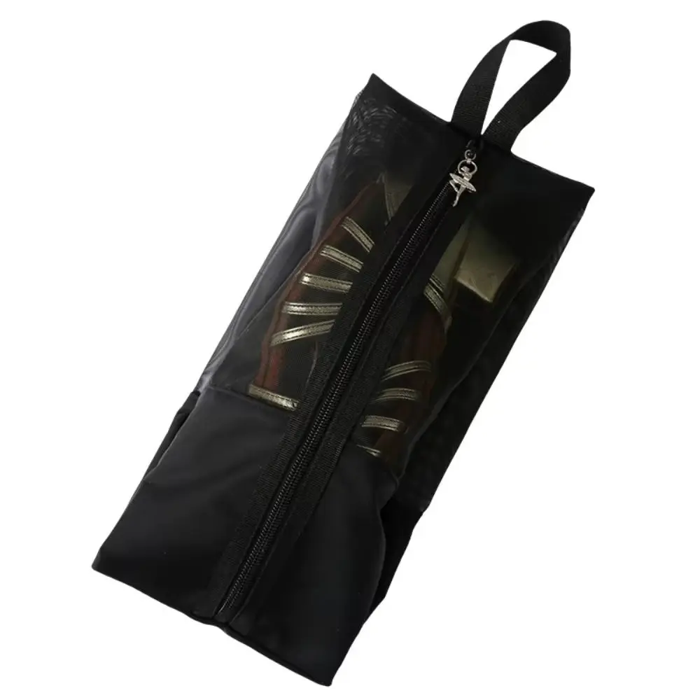 

Breathable Latin Dance Shoe Bag Black Color with Zipper Ballet Organizer Bags Handbag Nylon Mesh Dance Pouch Adult Children