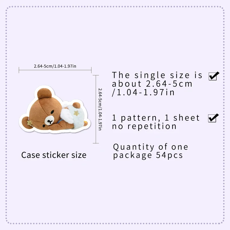 Großhandel 54 Stück Niedliche Rilakkuma Aufkleber Wasserfest Cartoon-Tier Laptop Gepäck Handyhülle Abziehbilder Scrapbook – Detail 3