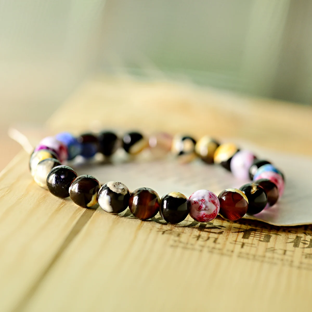 Colorful Natural Agat Stone Beaded Bracelets For Women Blue Pink Purple Tourmaline Stone Couple Bracelet Fashion Jewelry Gift view 2