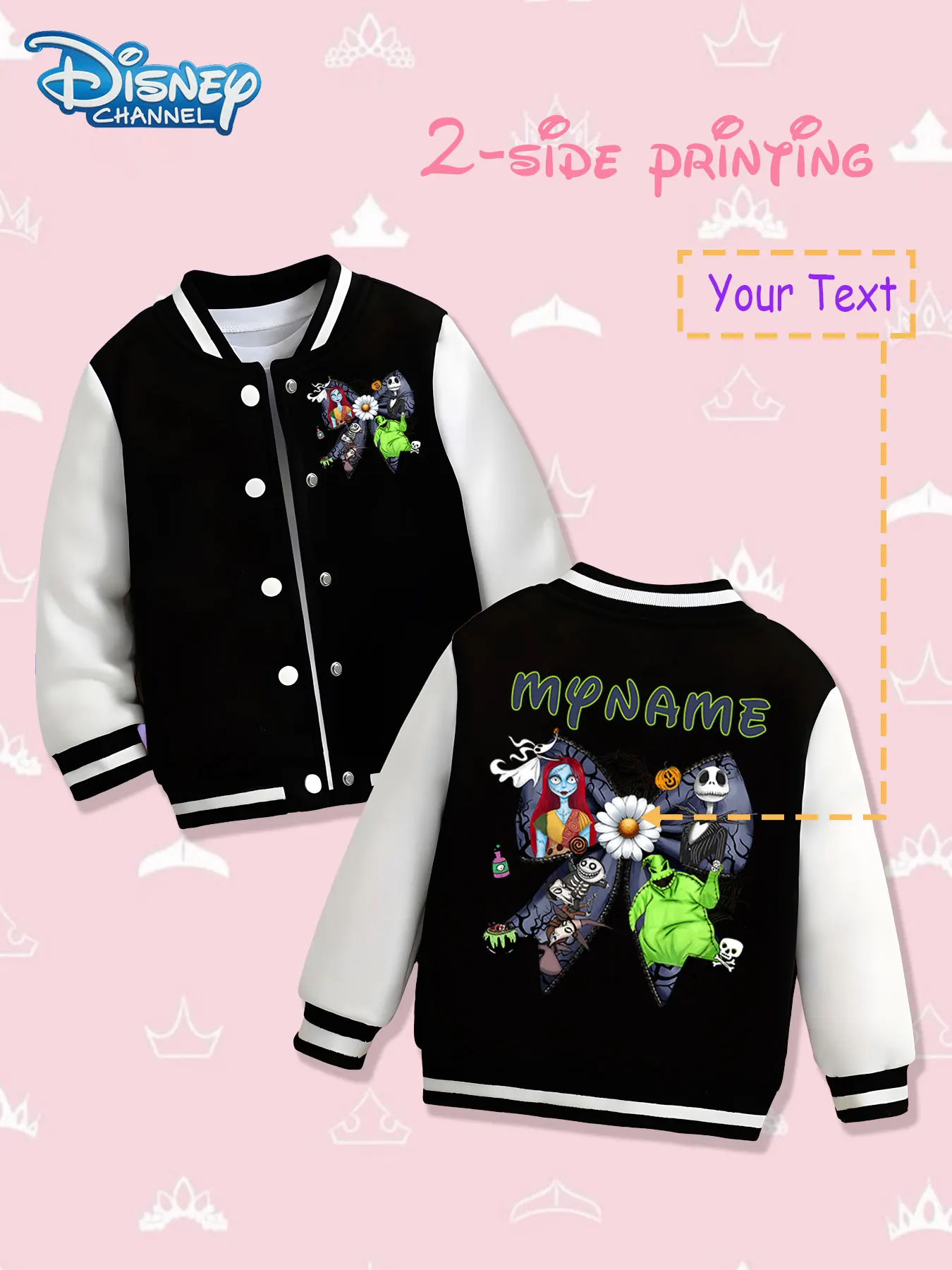 

MINISO Disney's "The Nightmare Before Christmas" girls' baseball jacket - double-sided fantasy print, warm and full of fantasy c