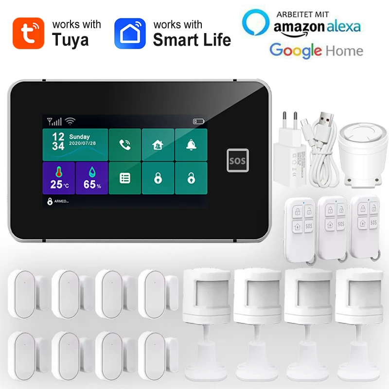 

WiFi GSM Alarm System Home Security Burglar Alarm Kit 433MHz Wireless Door Motion Sensor Smart Life App Remote Control