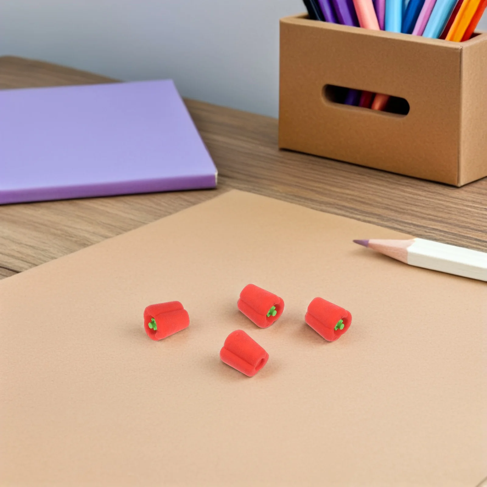 

100Pcs Cartoon Erasers Pepper Shaped Mini Vegetable Pencil Erasers for Kids Classroom Rewards Party Favors Food Eraser