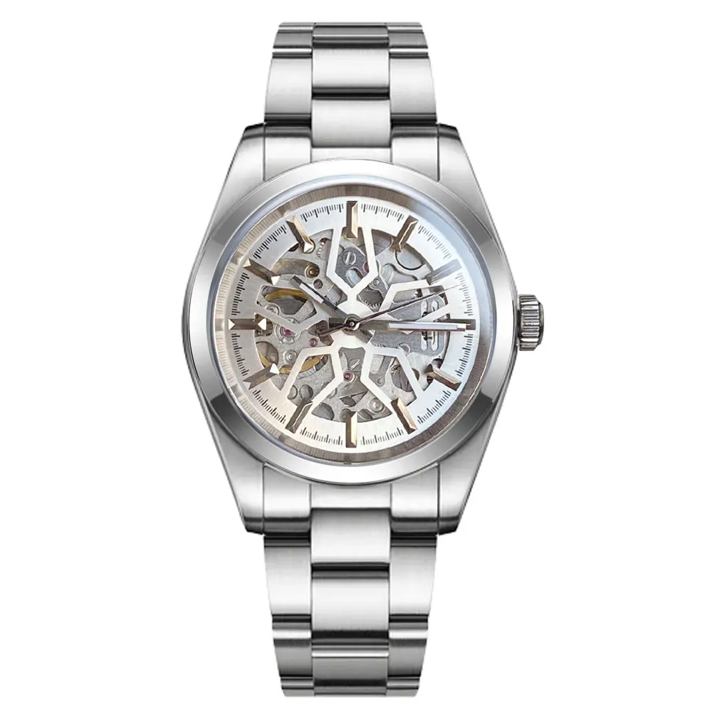 Tandorio 36mm 39mm NH70 Movement Automatic Watch Men 200m Waterproof Sapphire Skeleton Hollow Dial Polished Bracelet 120 Click