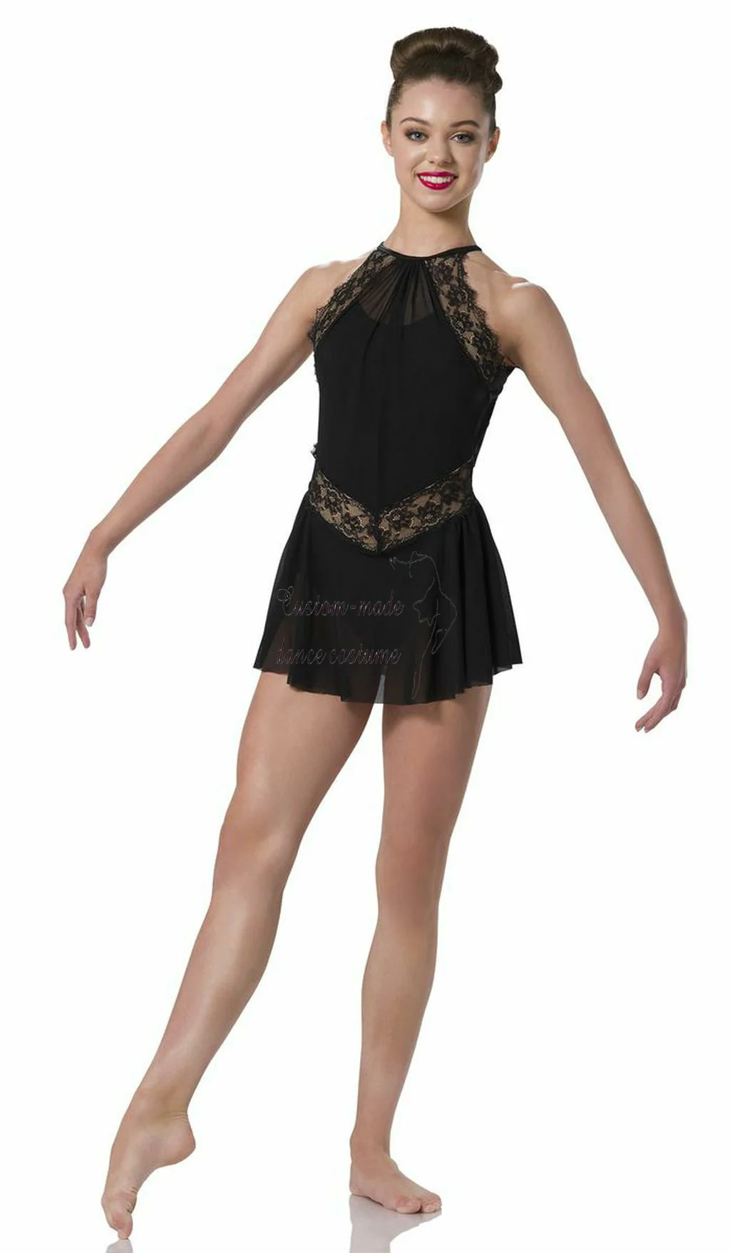 

Women mesh and lycra fabric splicing dance unitard girls jazz costume for performance