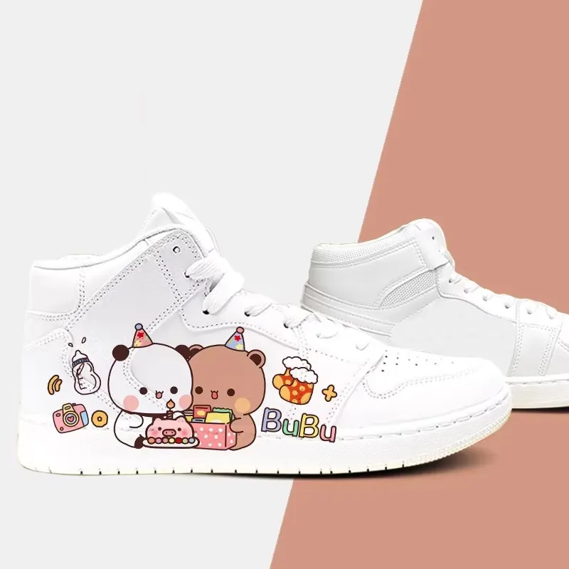 

Оригинальные белые кроссовки Panda Bubu And Dudu с милым рисунком панды Бубу и Дуду, обувь для девочек и мальчиков, парные кроссовки, подарок
