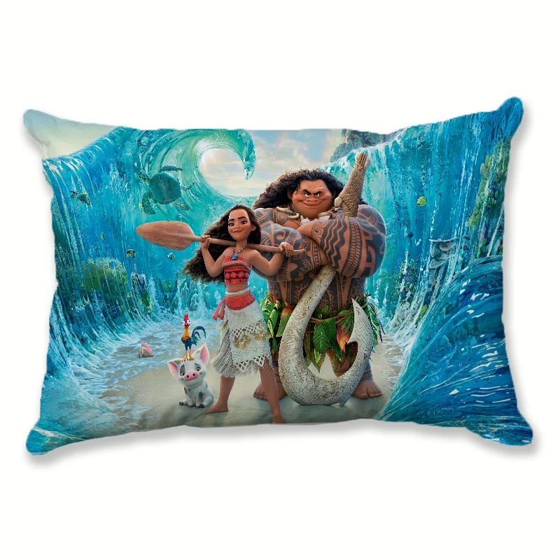 Moana Disney Anime Movie Figure Maui Heihei Pua Peach Leather Sofa Waist Pillow Home Decoration Accessories Kids Birthday Gift