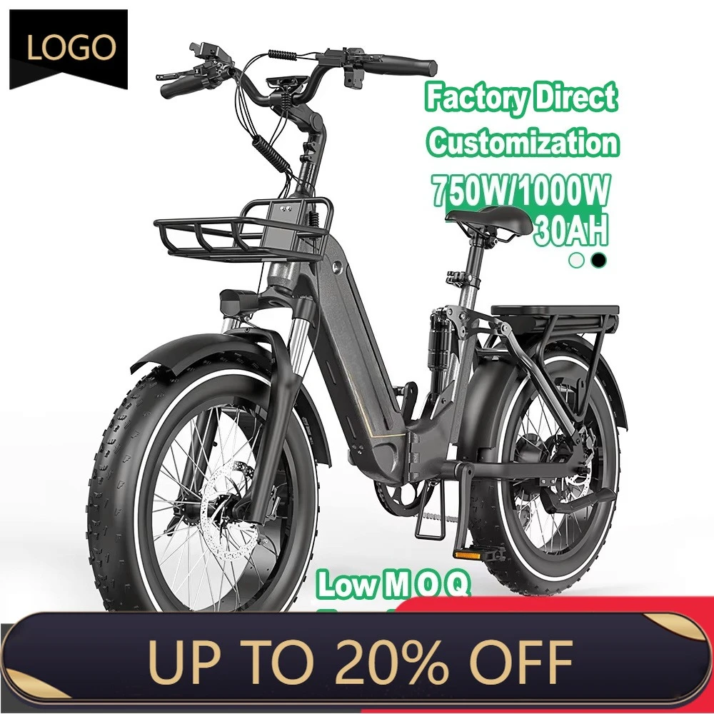WWE Factory direct sales can be customized 1000W 30Ah electric car 20 inches folding mountain bike 300mm aluminum alloy fat tire