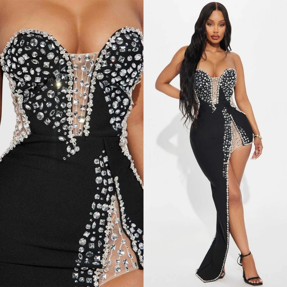 

Customized Graceful Strapless Evening Dress and Delicate Jersey Special Occasion Gowns and Temperament Crystal Party Dresses