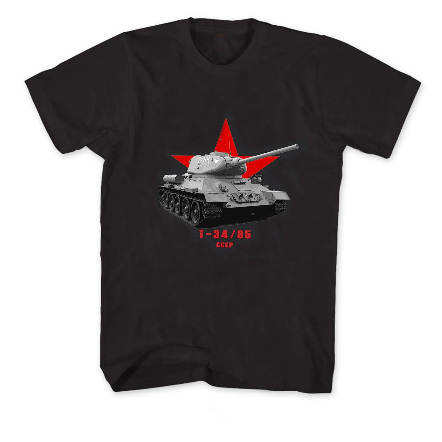 

WWII Soviet Russia T-34-85 Battle Tank T-Shirt. Summer Cotton Short Sleeve O-Neck Mens T Shirt New S-3XL