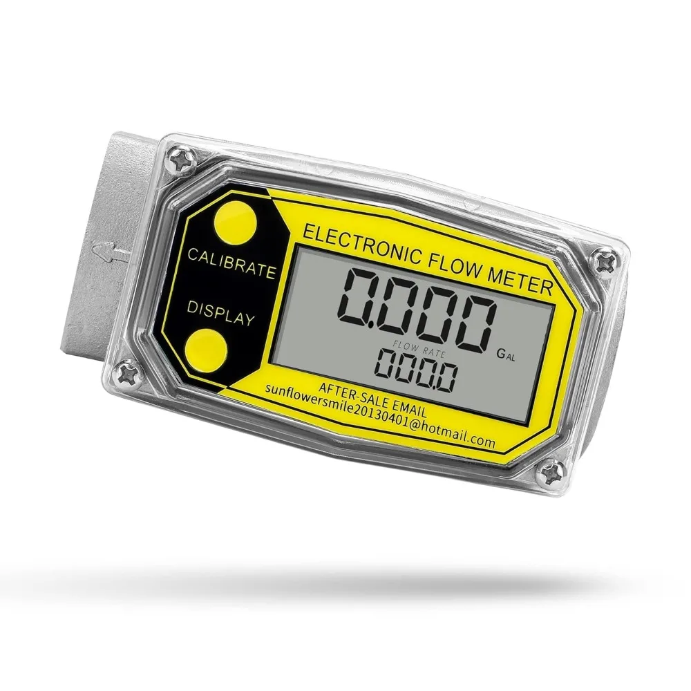 

1 Inch Digital Fuel Flow Meter Turbine Type 2.5 to 26 GPM with NPT Adapters for Diesel Kerosene Gasoline