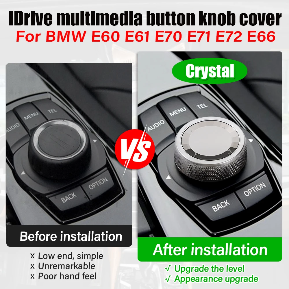 1szt Crystal IDrive Osłona przycisku multimedialnego do BMW E60 E61 E70 E71 E72 E66 serii 5 X5 X6 Środkowe przyciski sterowania Przełącznik Kno