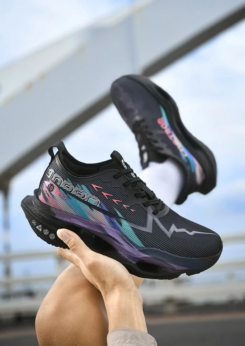 Herren-Laufschuhe mit hochenergetischer Rückfederung, Carbonplatte, leicht, atmungsaktiv, rutschfest, stoßdämpfend, Sportschuhe für Marathonläufe – Detail 5
