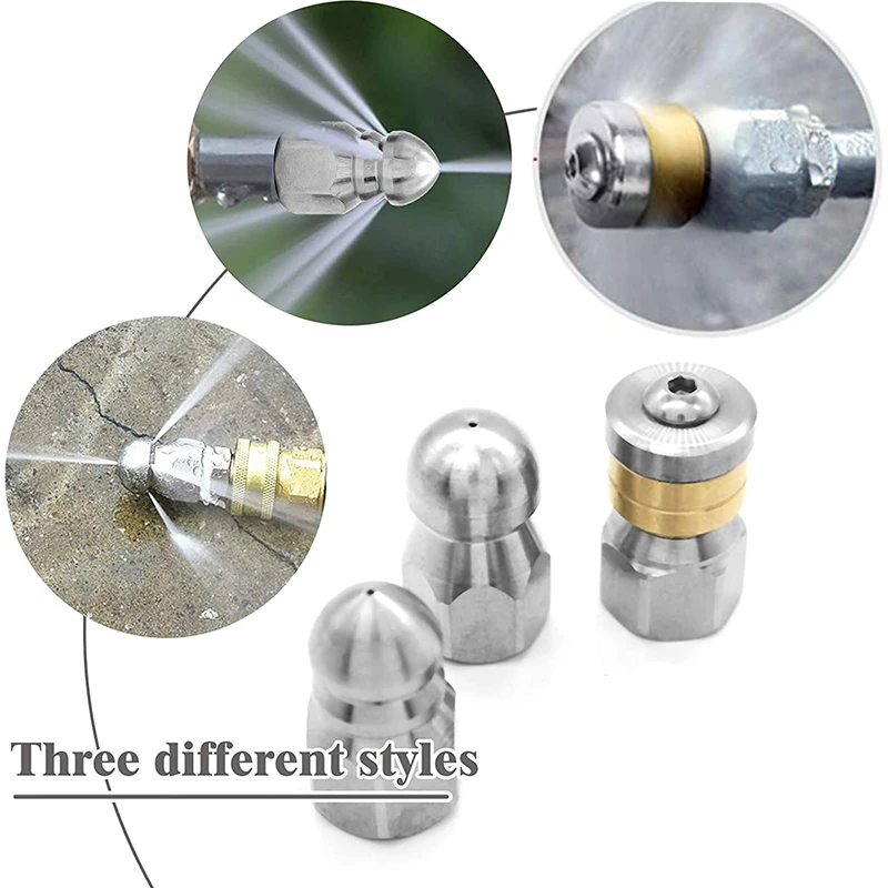 Sprayer head 1/4Inch Stainless Steel High Pressure CleanerDrainSewerCleaningPipeSewer Spraying Quick Plug Drain Hose NozzleTools