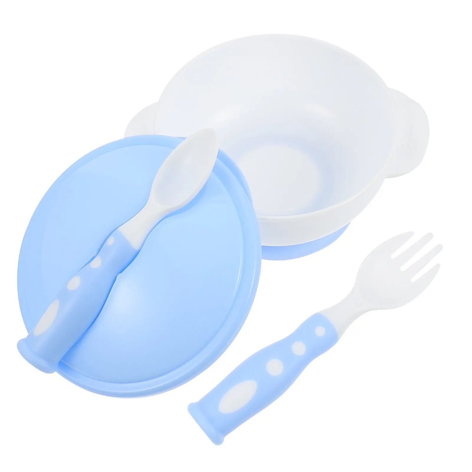 

1Set Suction Cup Bowl Fork Spoon Set for Baby Toddler Feeding Bright Color Anti-Slip Silicone Plastic Dish Self-Feeding Kids