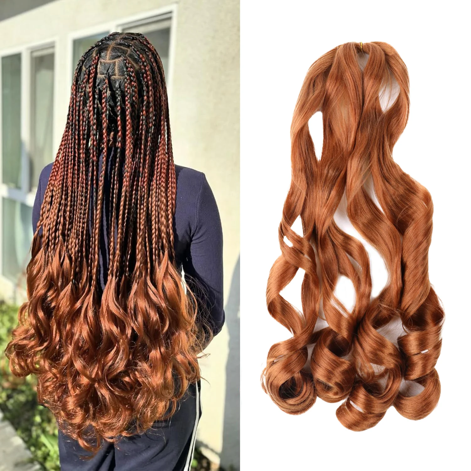 

French Curl Braiding Hair Prestretched Bouncy Loose Wavy Braiding Hair Hot Water Setting Yaki Texture Braiding Hair Extensions