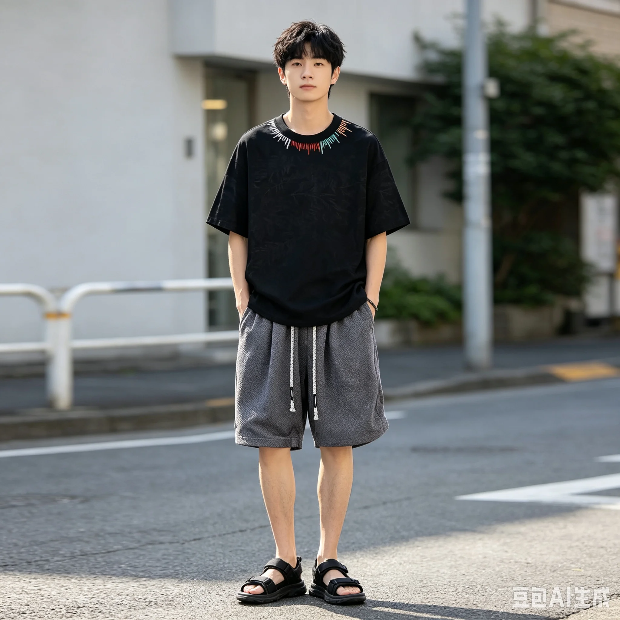 High street short sleeved T-shirt shorts casual suit men's summer trendy brand plus size loose fitting clothes two-piece set