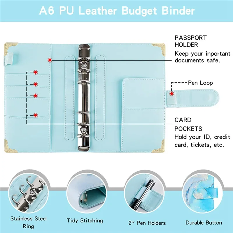 ADP-Cash Wallet Envelope System, Budget Binder with Zipper Envelopes, for Cash Budgeting Card Storage Funding Plan ()