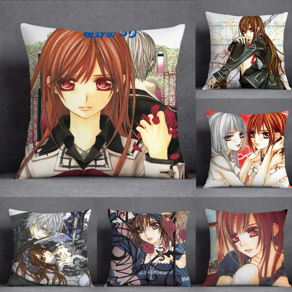 Anime V-Vampire Knight Pillow Case Square Double-Sided Printing Sofa Cushion Cover Pillowcase Bedroom Bedside