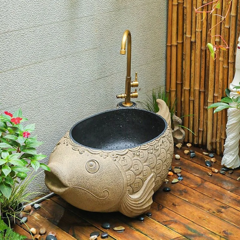 Outdoor courtyard mop pool New Chinese garden watering sink Villa yard mop pool Outdoor mop sink