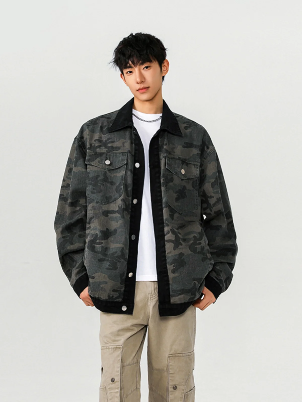 

Camouflage Workwear Denim Jaet Men's American Retro Street Sle Cool Cleanfit Collar Hong Kong Sle Trendy Brand Jaet