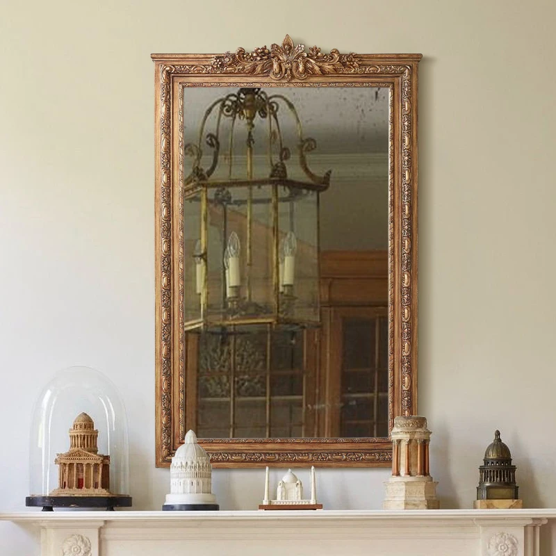 Standing Heart Wall Mirror Bathroom Big Aesthetic Gold Full Length Toilet Mirror Infinity Gold Victorian Styling Home Decor