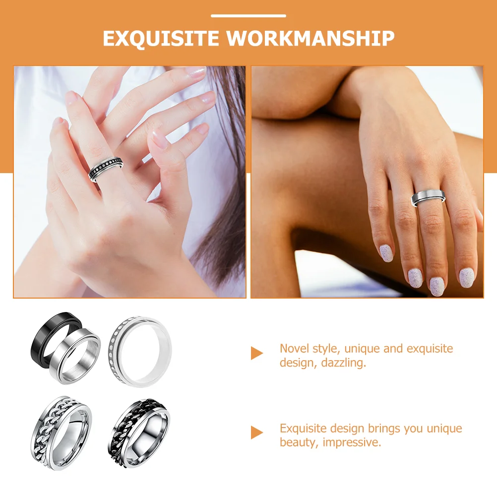 5 Pcs Ring Titanium Steel Knuckle Rings The Anti Anxiety Finger Gift High Quality